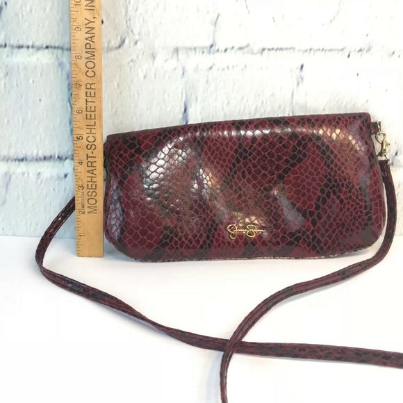Jessica Simpson Cross Body Clutch Bag Wine & Pink - Picture 6 of 8